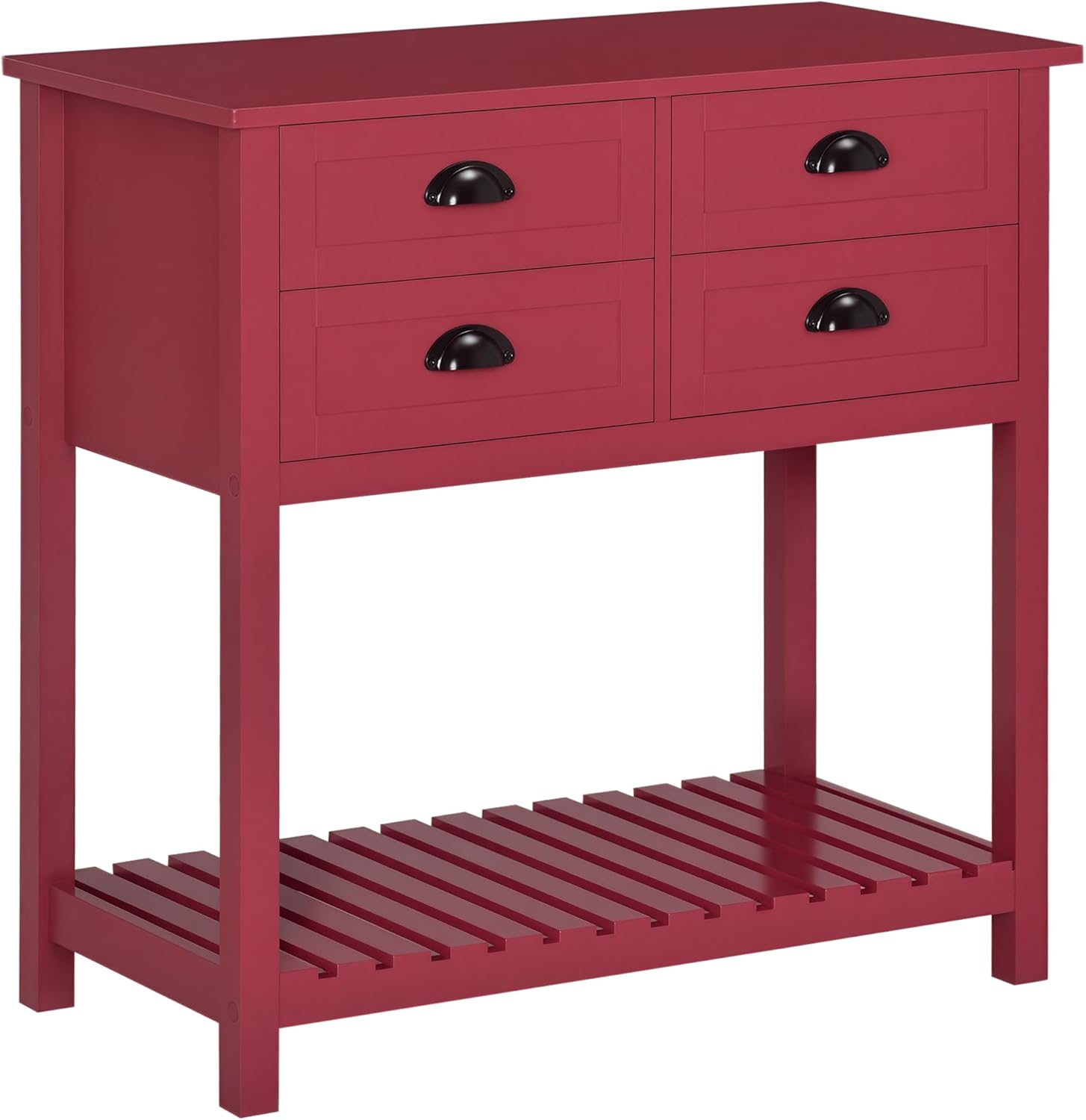 HOMCOM Sideboard Buffet Cabinet with Storage, Modern Coffee Bar Cabinet with 4 Drawers and Slatted Bottom Shelf, Console Table for Kitchen, Living Room, Dining Room, Hallway, Red